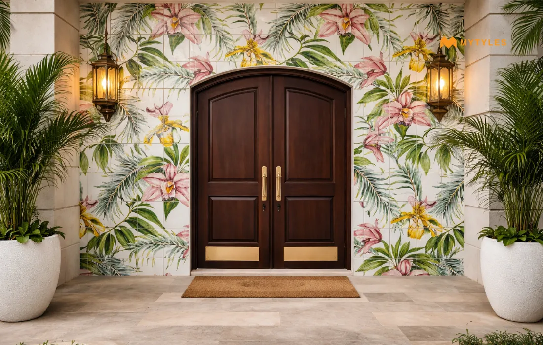 Floral Tile in Front Door